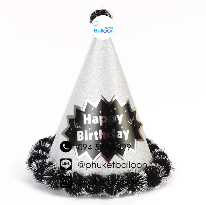 silver and black Birthday Party Hats Store phuket balloons